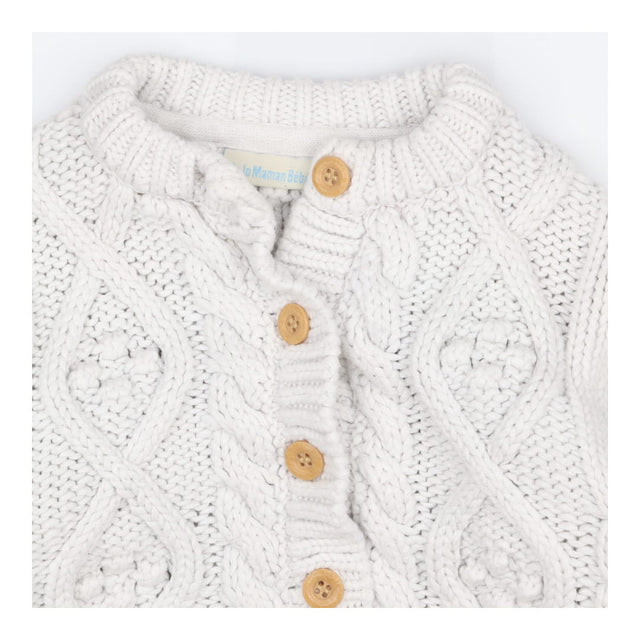 Cardigan Chunky Knit White with Brown Buttons