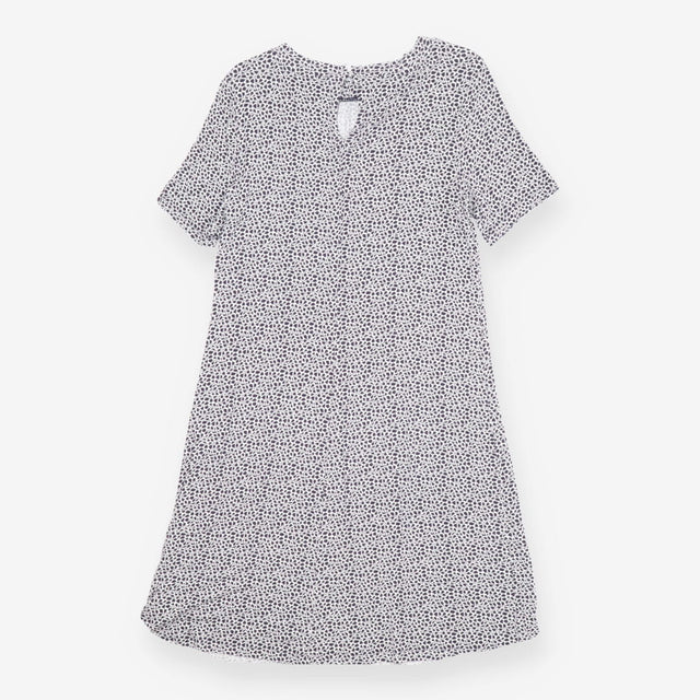 Navy & White Patterned Mini Dress – High Neck Sty
