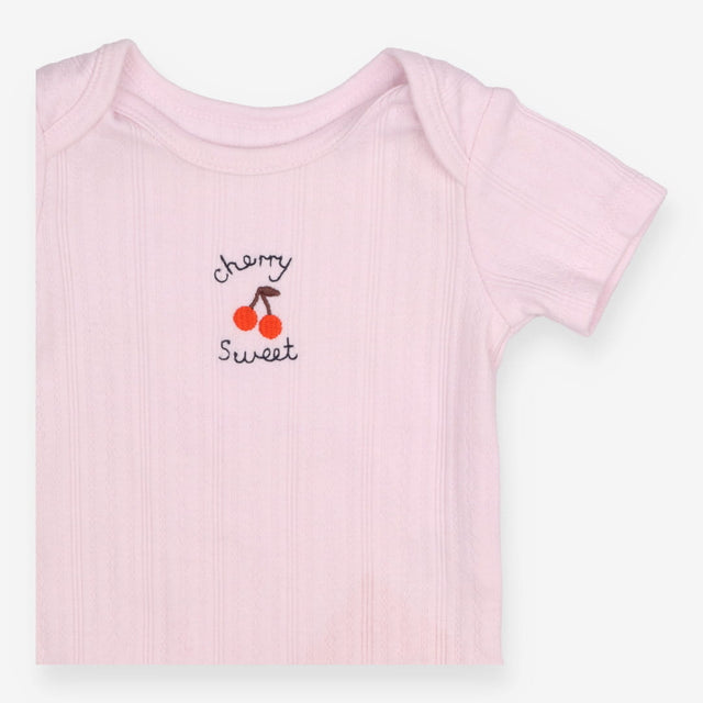 Bodysuit short sleeve pink cherry sweet