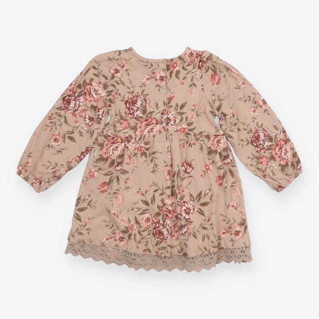 Dress brown pink flowers jersey LS