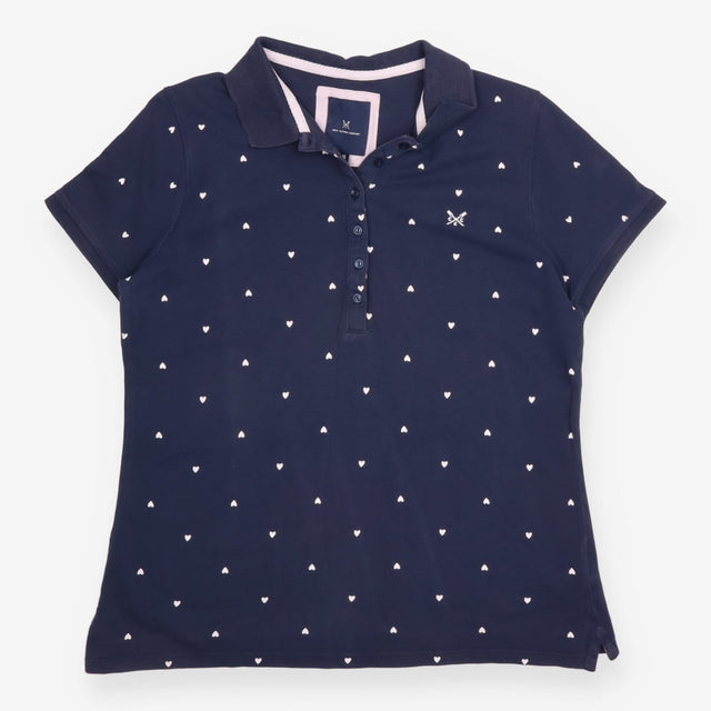Navy Heart-Print Cotton Polo Shirt