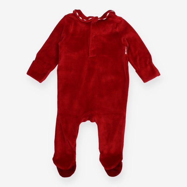 Red Velour Romper Prancing Reindeer