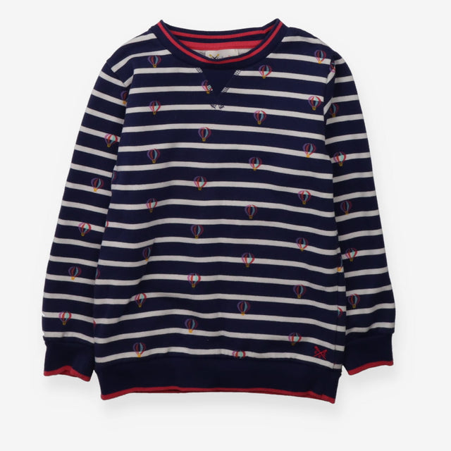 Sweater navy stripe hot air balloons