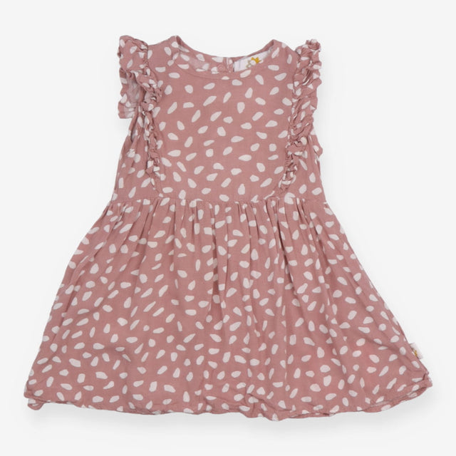 Pink Spotty Dress with Frill Sleeves - Juno Jacks