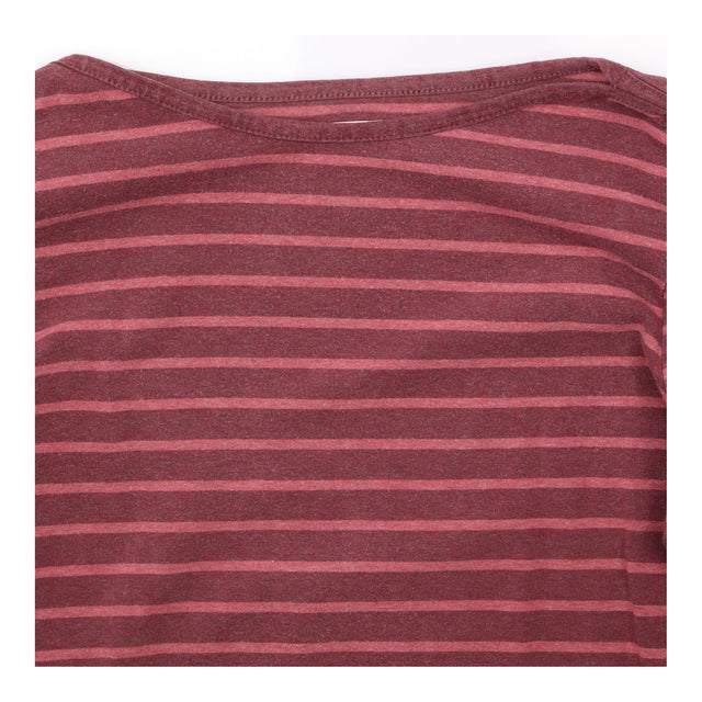 Top Burgundy Rose Pink Breton Stripe Boat Neck Lon