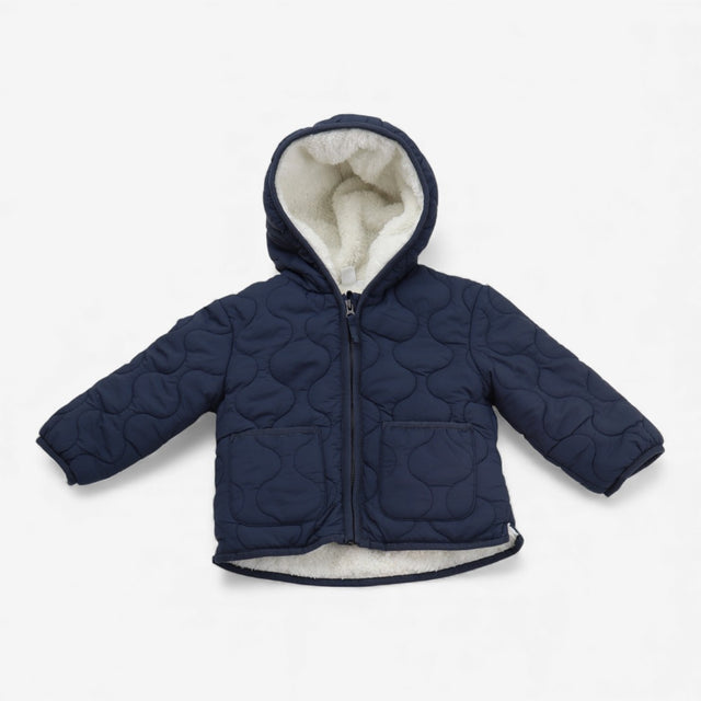 Coat Navy Quilted with Cream Sherpa Lining