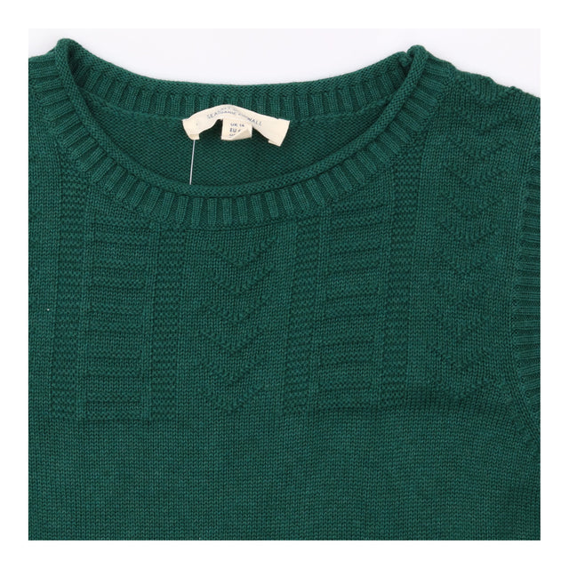 Green Textured Knit Sleeveless Sweater Vest
