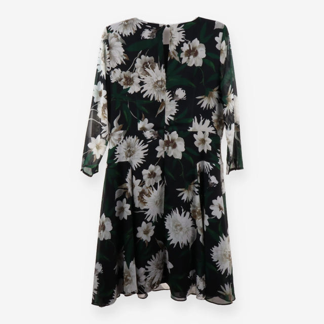 Aurelie Dark Floral Chiffon A‑Line Midi Dress