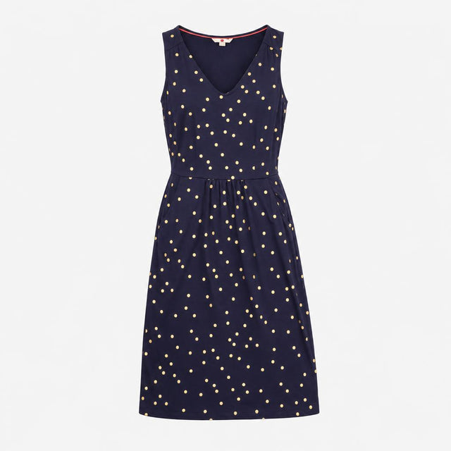 Dress Jersey Sleeveless V Neck Polka Dot