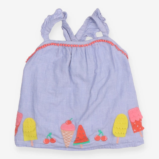 Strappy tunic blue ice lollies appliqued