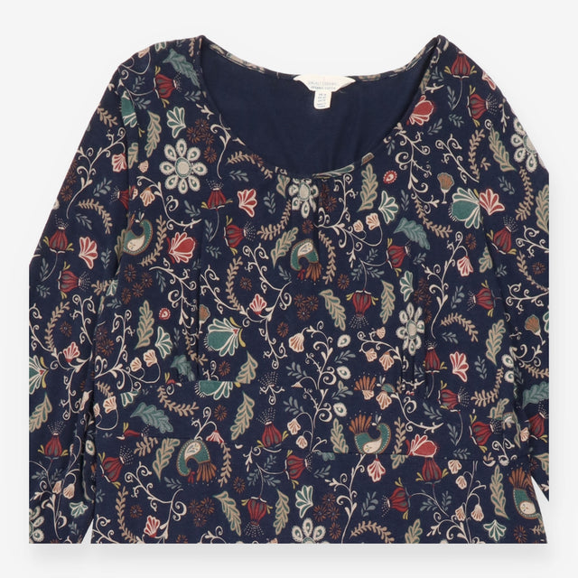 Bluebell Glade Botanical Floral Jersey Dress Navy