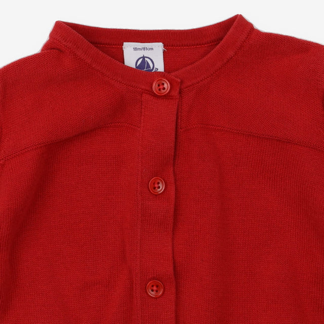 Knit Cardigan Red with a Silver Stitches Boat