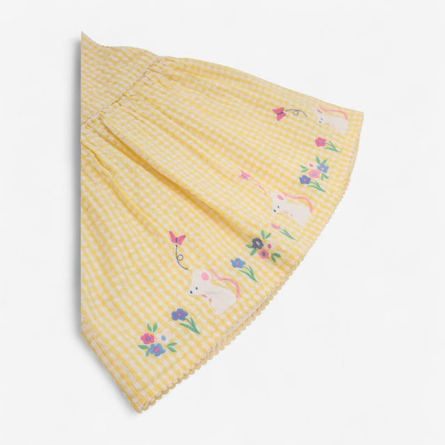 Dress Yellow Gingham with Mouse and Butterfly