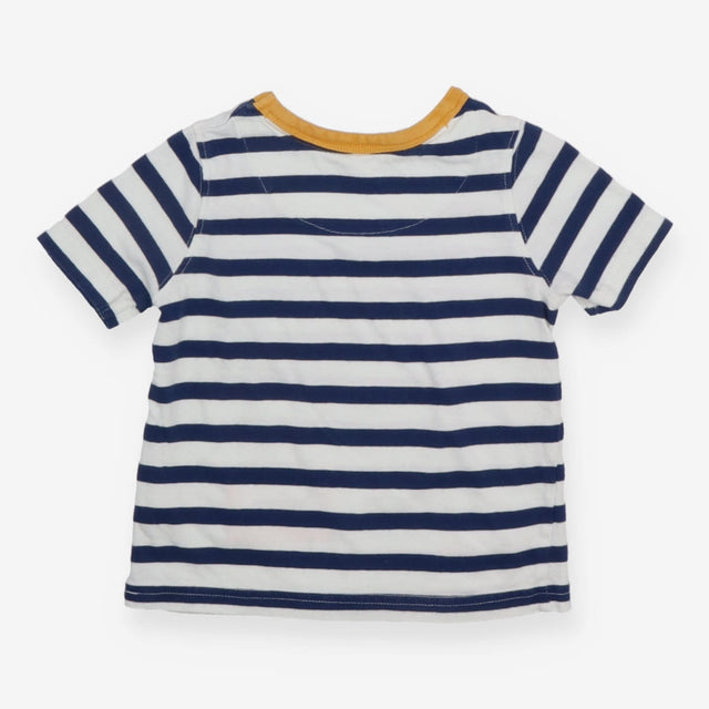 T-shirt navy and white stripe with yellow collar