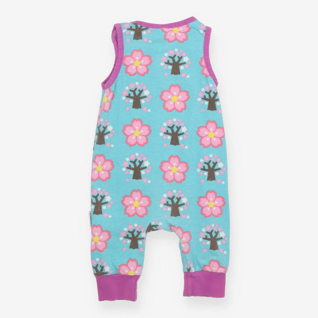 Romper Blue with Pink Flowers and Trees