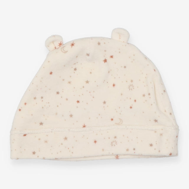 Baby Hat Ears Velour Cream Stars