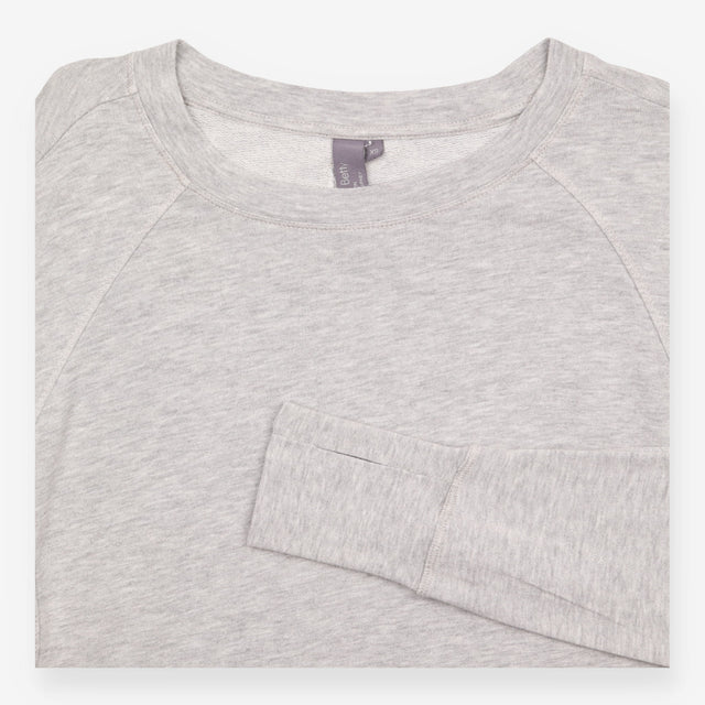 Grey Marl Cotton Modal Long Sleeve Crew Neck