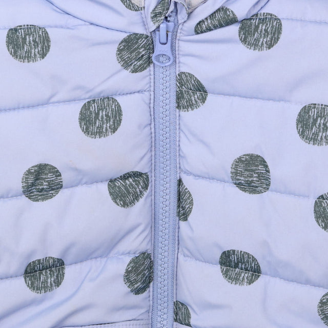 Puffer Coat Lilac Spots Grey Fleece Lining