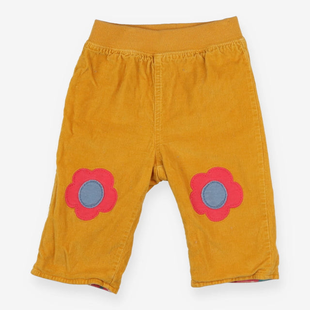 Trousers reversible yellow cord flower knees flora