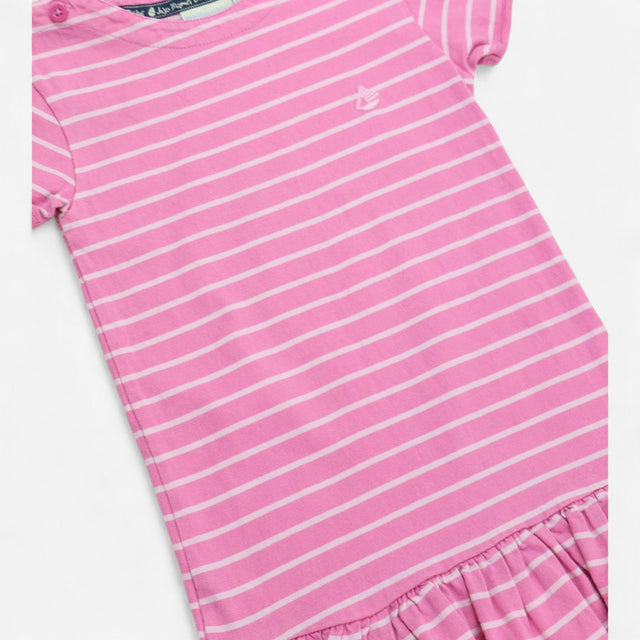 Jersey dress pink with stripes sail boat logo