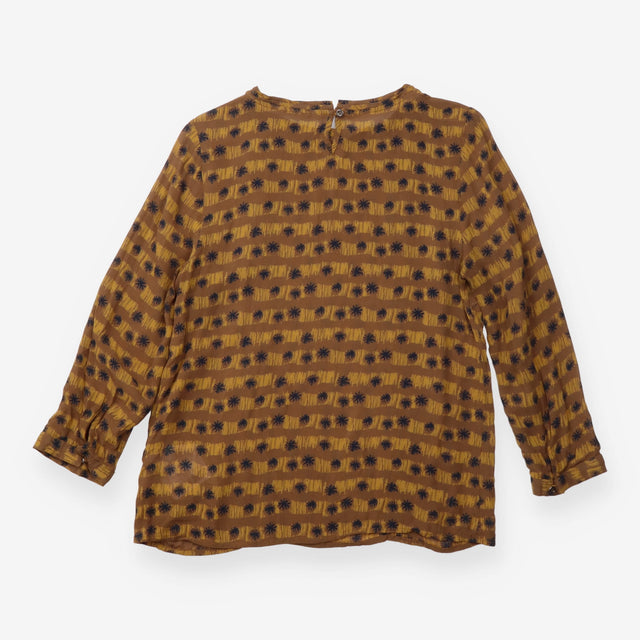 Brown Ochre Patterned 100% Viscose Long Sleeve Top