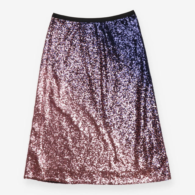 Ombre Sequin Slip Midi Skirt Pink and Purple