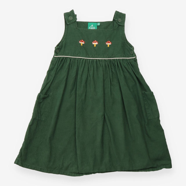 Pinafore cord green toadstools