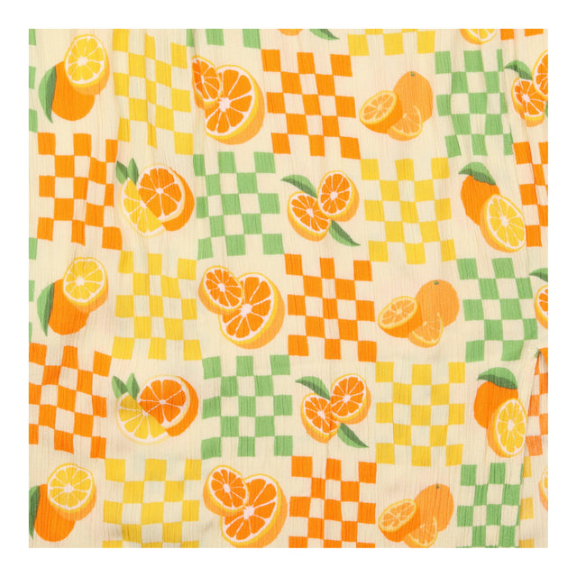 Midi Skirt Orange Check Citrus Print