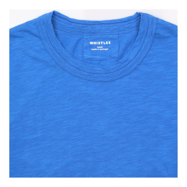 T-Shirt Blue Short Sleeve Crew Neck Slub
