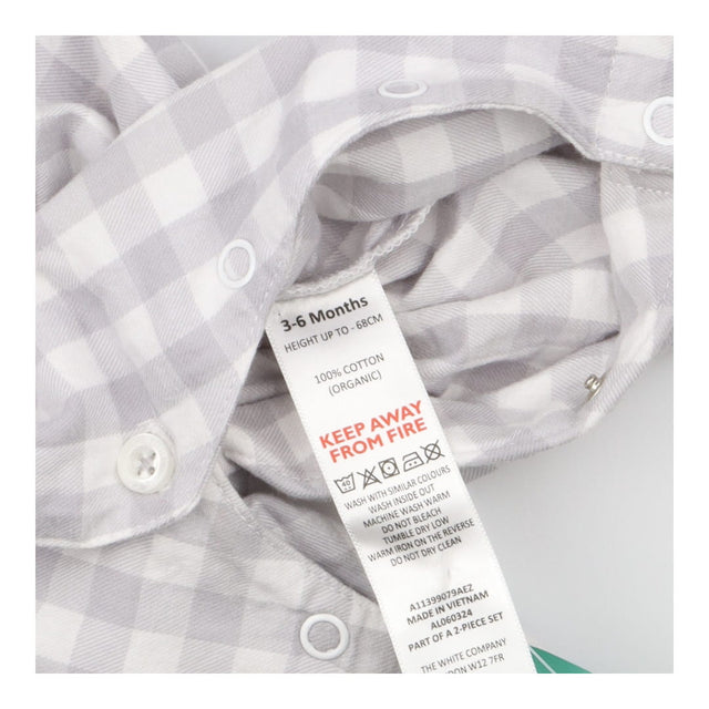 Sleepsuit Grey Check with Teddy in Pocket