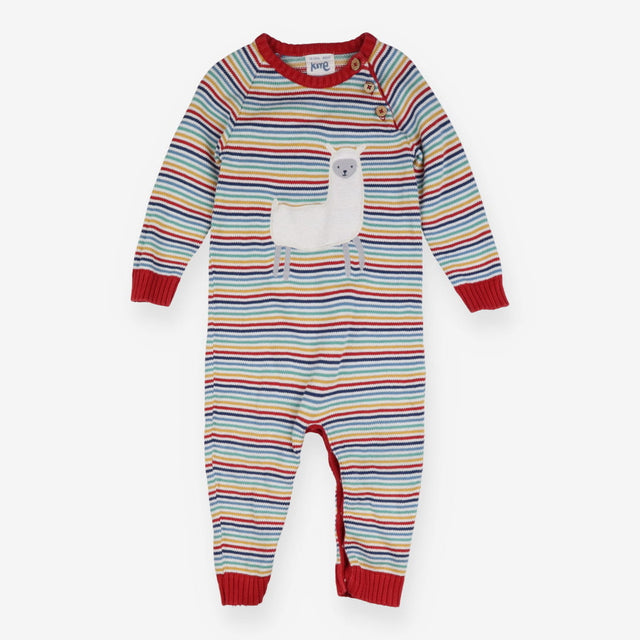 Romper knit stripe llama