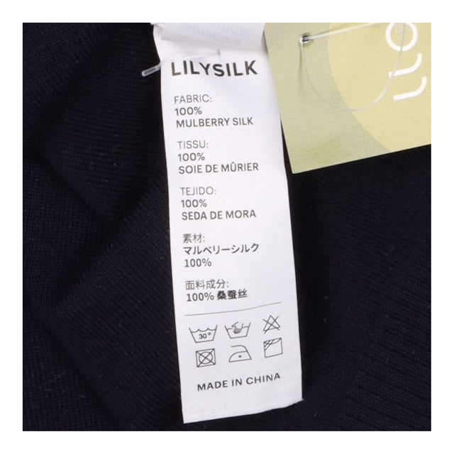 Silk Blend Contrast Collar Short Sleeve Knit Top