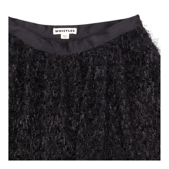 Skirt Black Metallic Thread Textured Midi Sparkle
