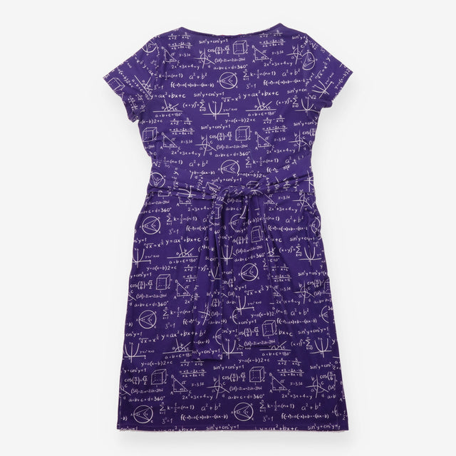 Dress Purple Maths Equation Print Short Sleeve Fit