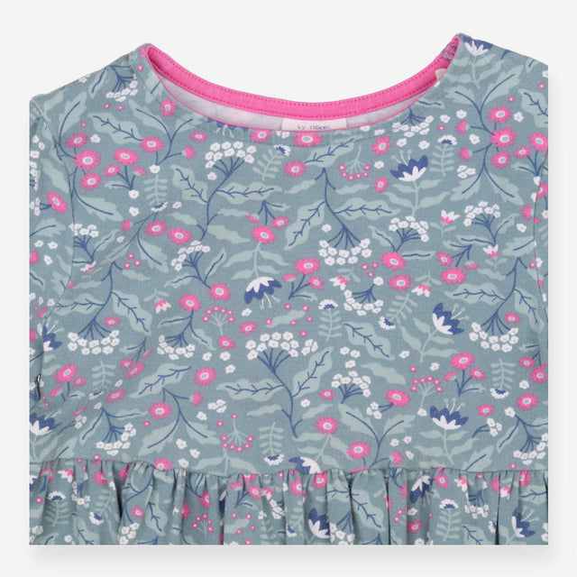 Dress Long Sleeved Green Forrest Flowers