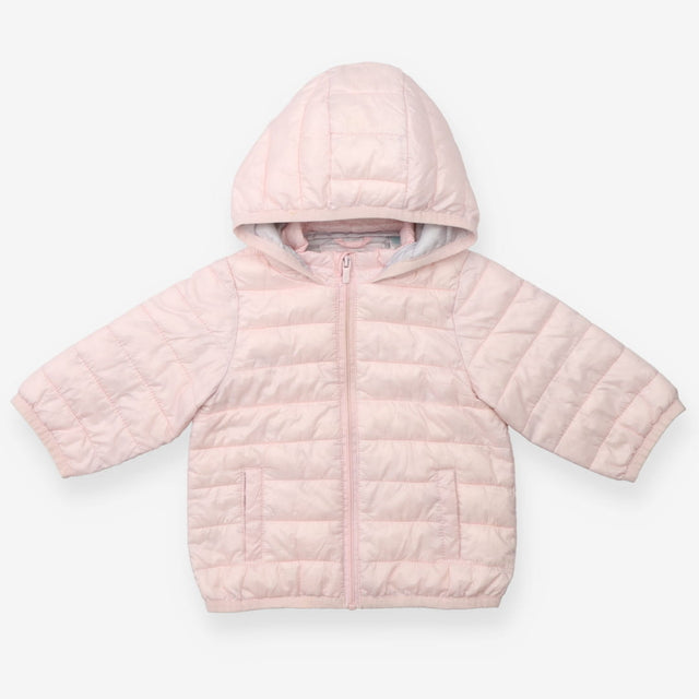 Baby pink puffer coat
