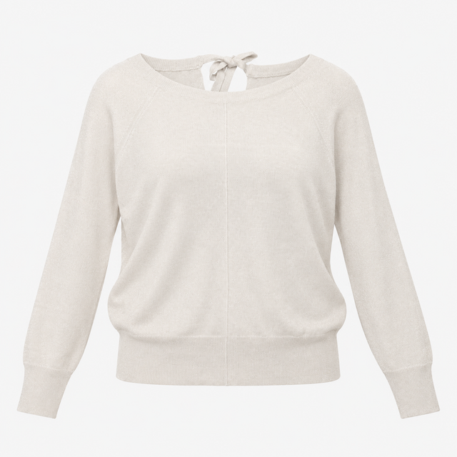 Silver Grey Metallic Knit Jumper With Ribbed Trims