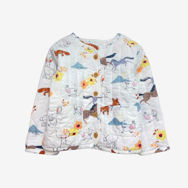 White Quilted Animal Jacket