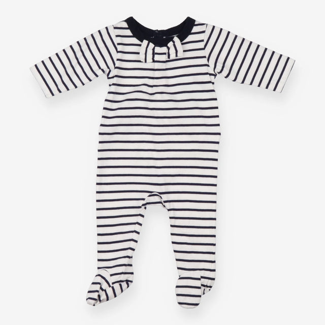 Navy Striped Sleepsuit Bow