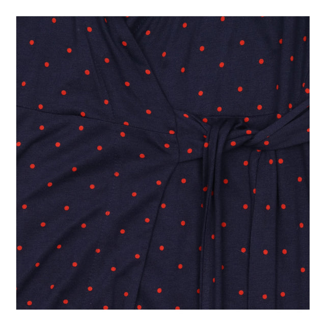 Maxi Dress in Navy with Red Polka Dots and Wrap Fr