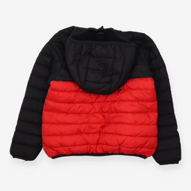 Puffer jacket red black hood
