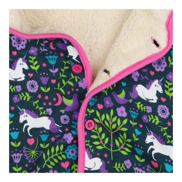 Jacket sleeveless jersey fleece lined navy unicorn