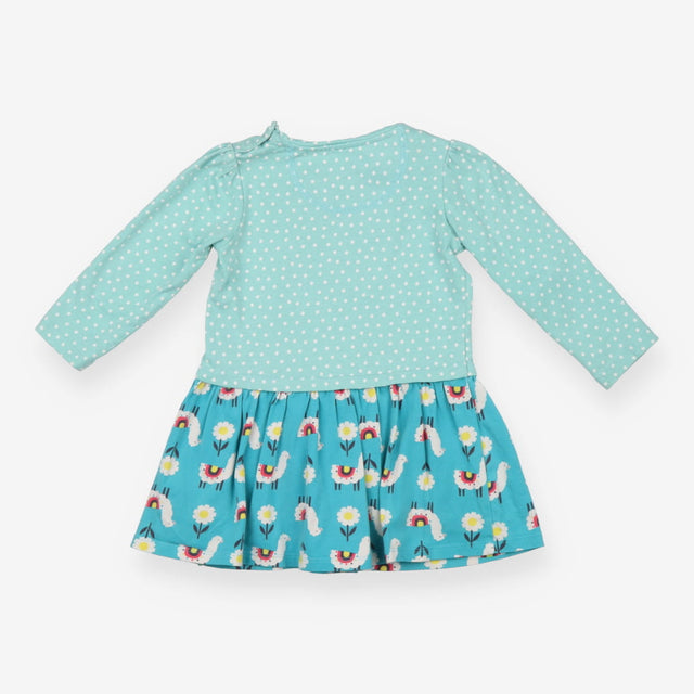 Dress LS jersey blue spot top LLama