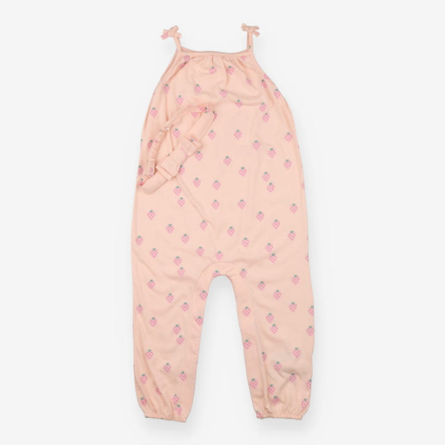 Jumpsuit and Headband Peach with Strawberries
