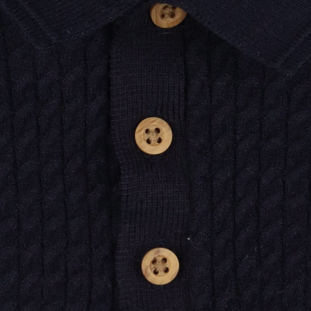 Navy wooden button up sweater