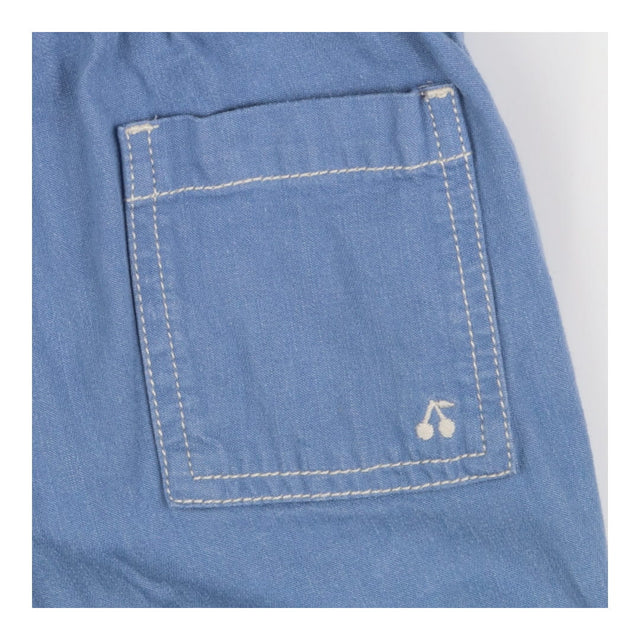 Blue denim pull on trousers