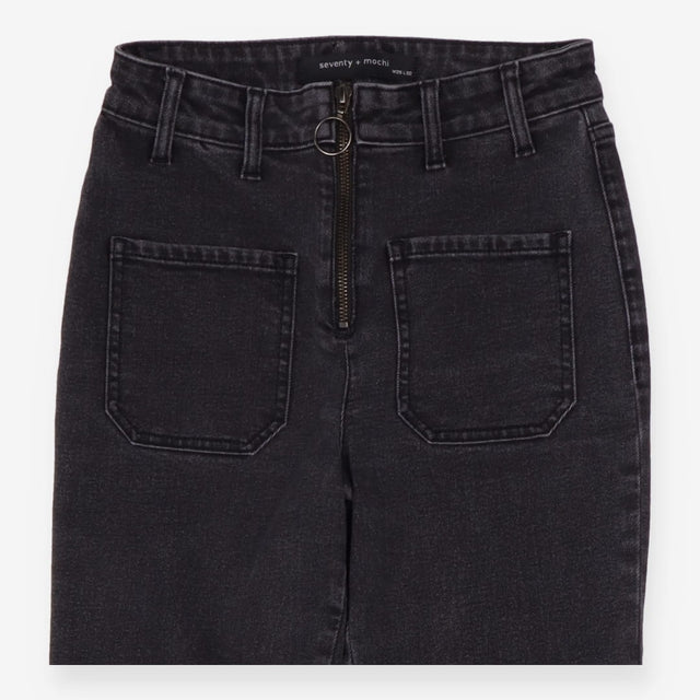 Long Kit Washed Black Patch Pocket Jeans 2 5x 32