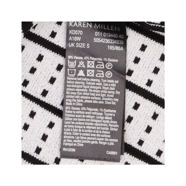 Knitted Dress Black White Asymmetric Belted