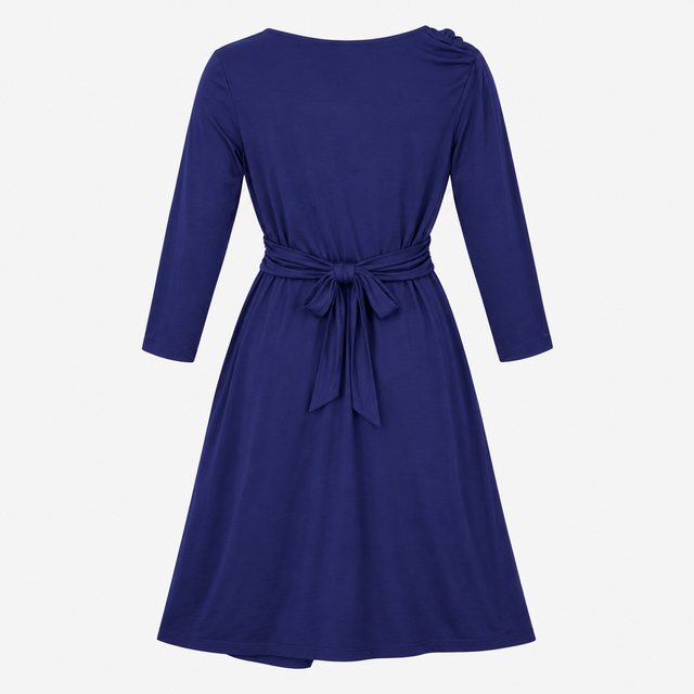 Dress Knot Front Jersey Long Sleeve Royal Blue