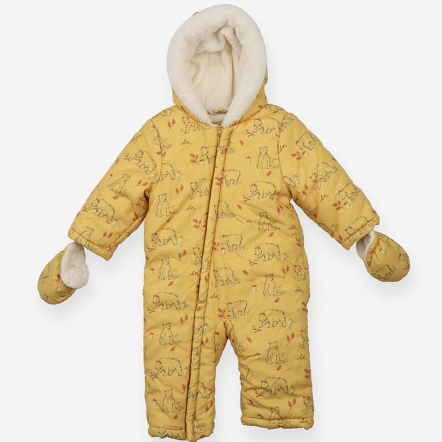 Pramsuit yellow bears fleece lining
